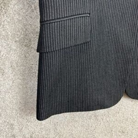 Tahari Arthur S Levine Jacket Womens 12 Gray Stripe Button Polyester Blend-6583 - Picture 5 of 13